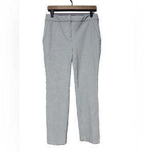 Chico’s Luxe Trouser 0 R or US 4 White W Pale Black Stripes Stretch NWOT
